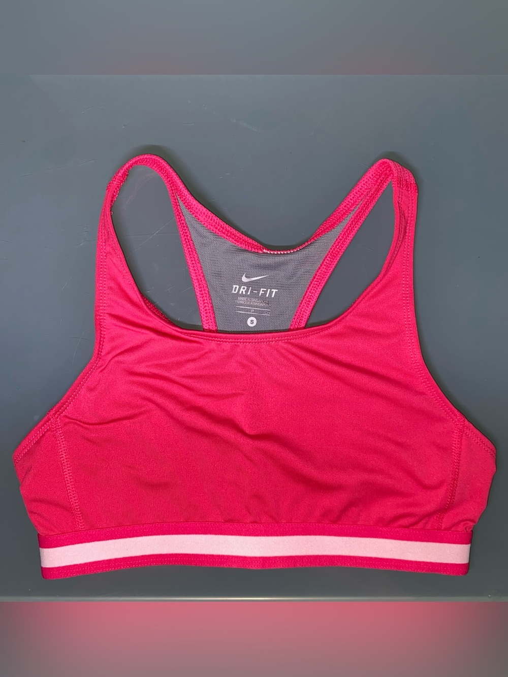 Nike Hot Pink Racerback Dri-FIT Sports Bra with Contrast Stripe Size Small